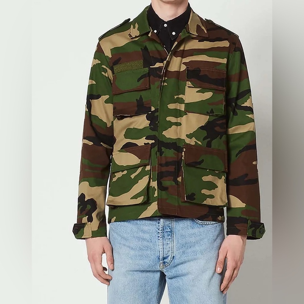 NWT Unisex Sandro Green and Brown Camouflage Field Jacket